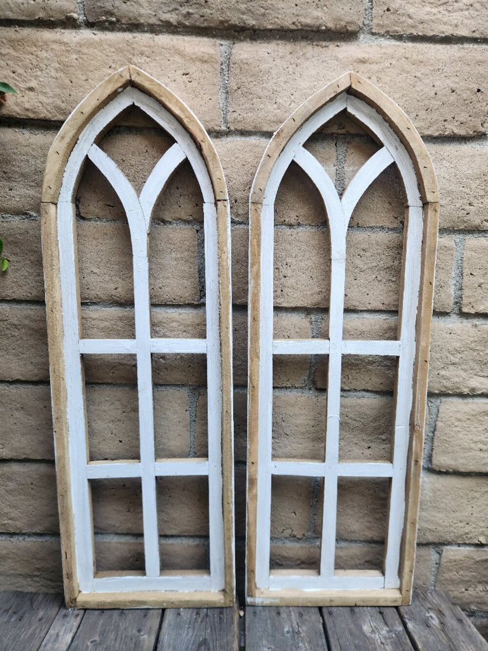 Set of 2, 36" H Arch Wood Frame Shabby Chic White Wall Ferrera